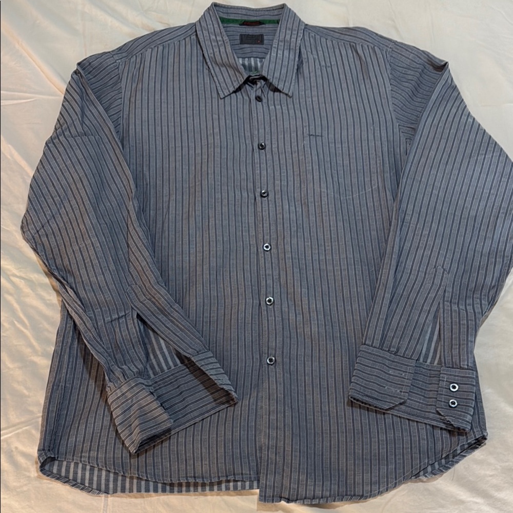 Men's BOSS Handcrafted Striped Blue Gray Shirt